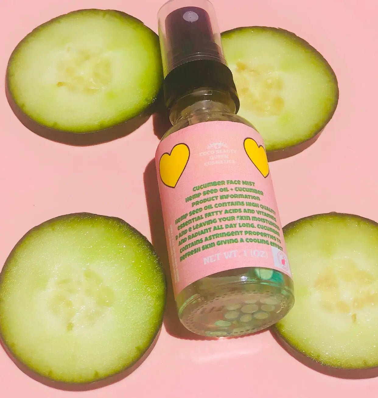 Facial mist / Toner cucumber and hemp seed oil infused coco beauty queen
