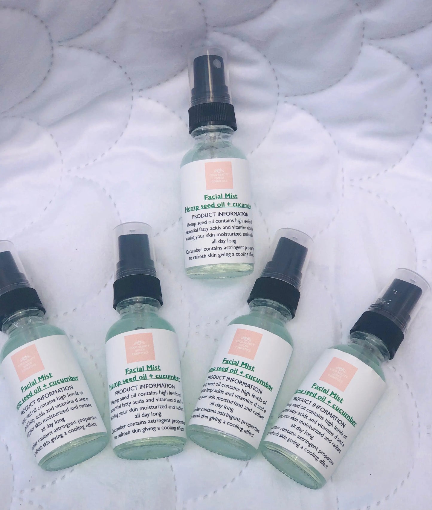 Facial mist / Toner cucumber and hemp seed oil infused coco beauty queen