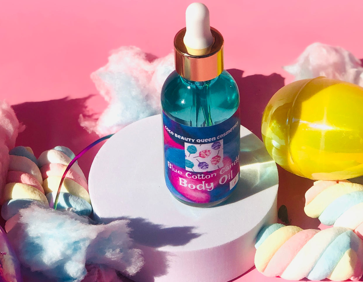 Blue Cotton Candy Body Oil coco beauty queen cosmetics