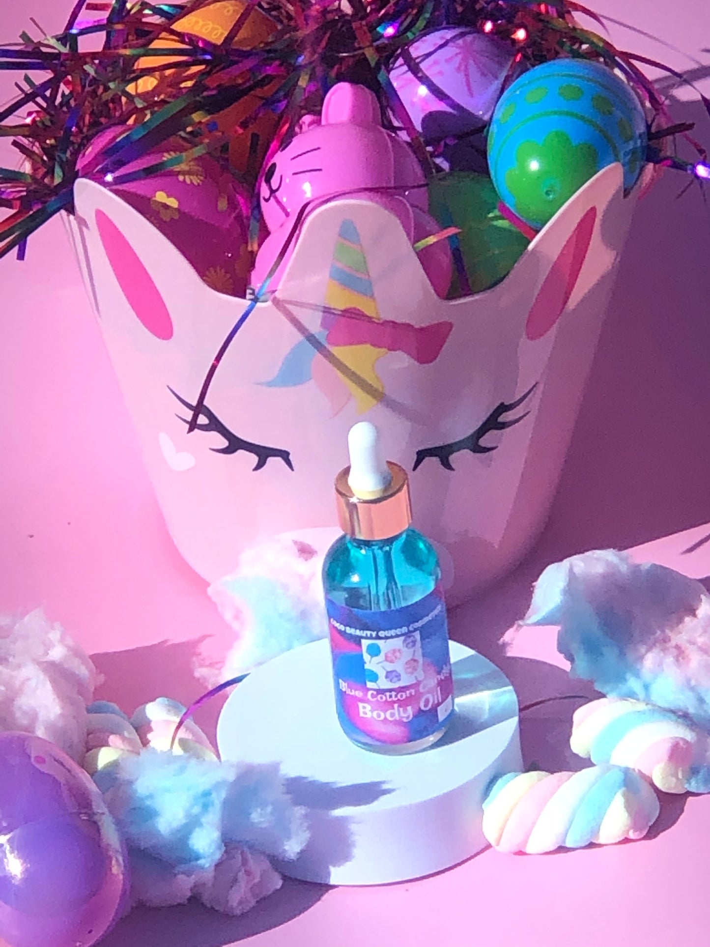 Blue Cotton Candy Body Oil coco beauty queen cosmetics