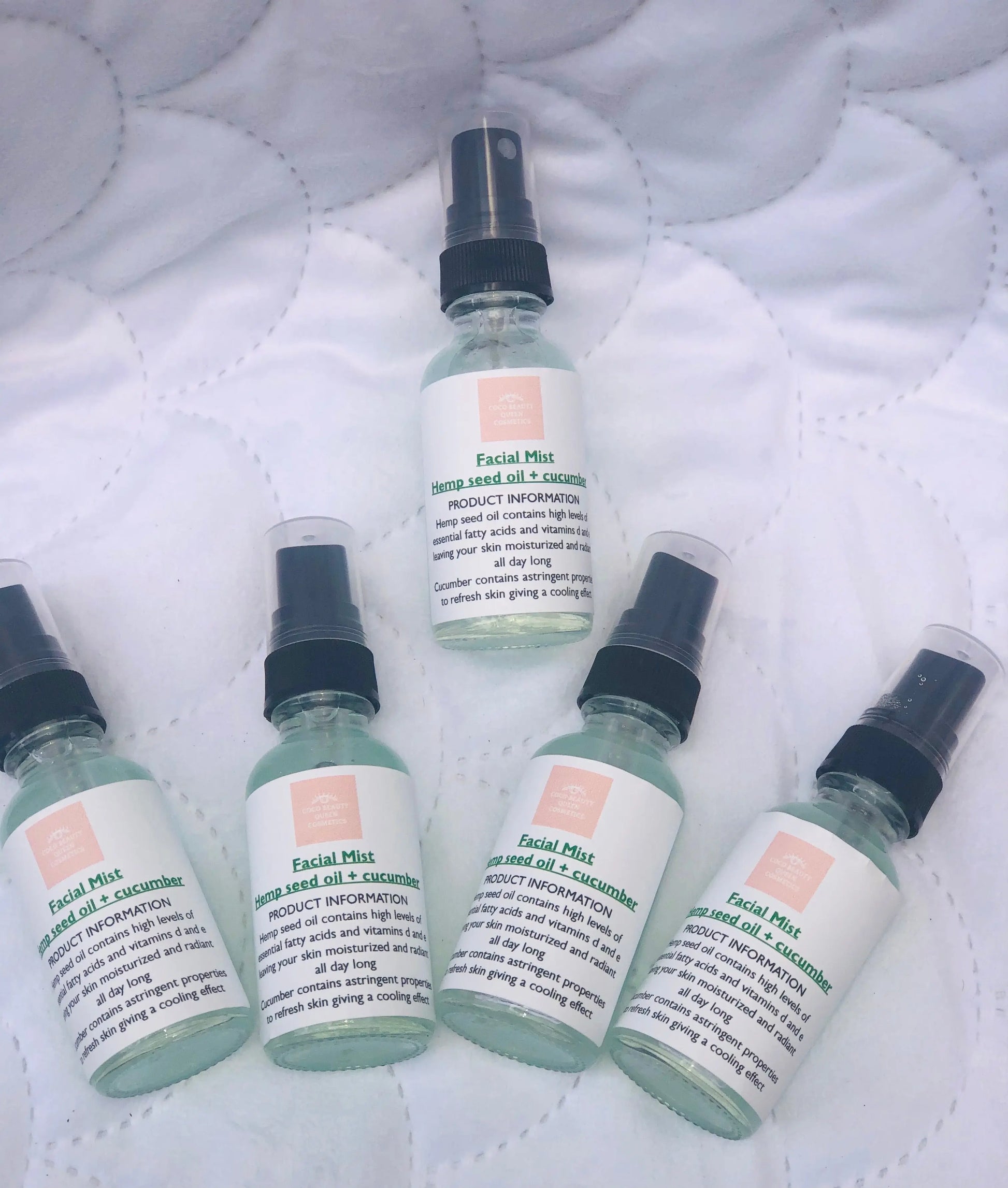 Facial mist / Toner cucumber and hemp seed oil infused coco beauty queen