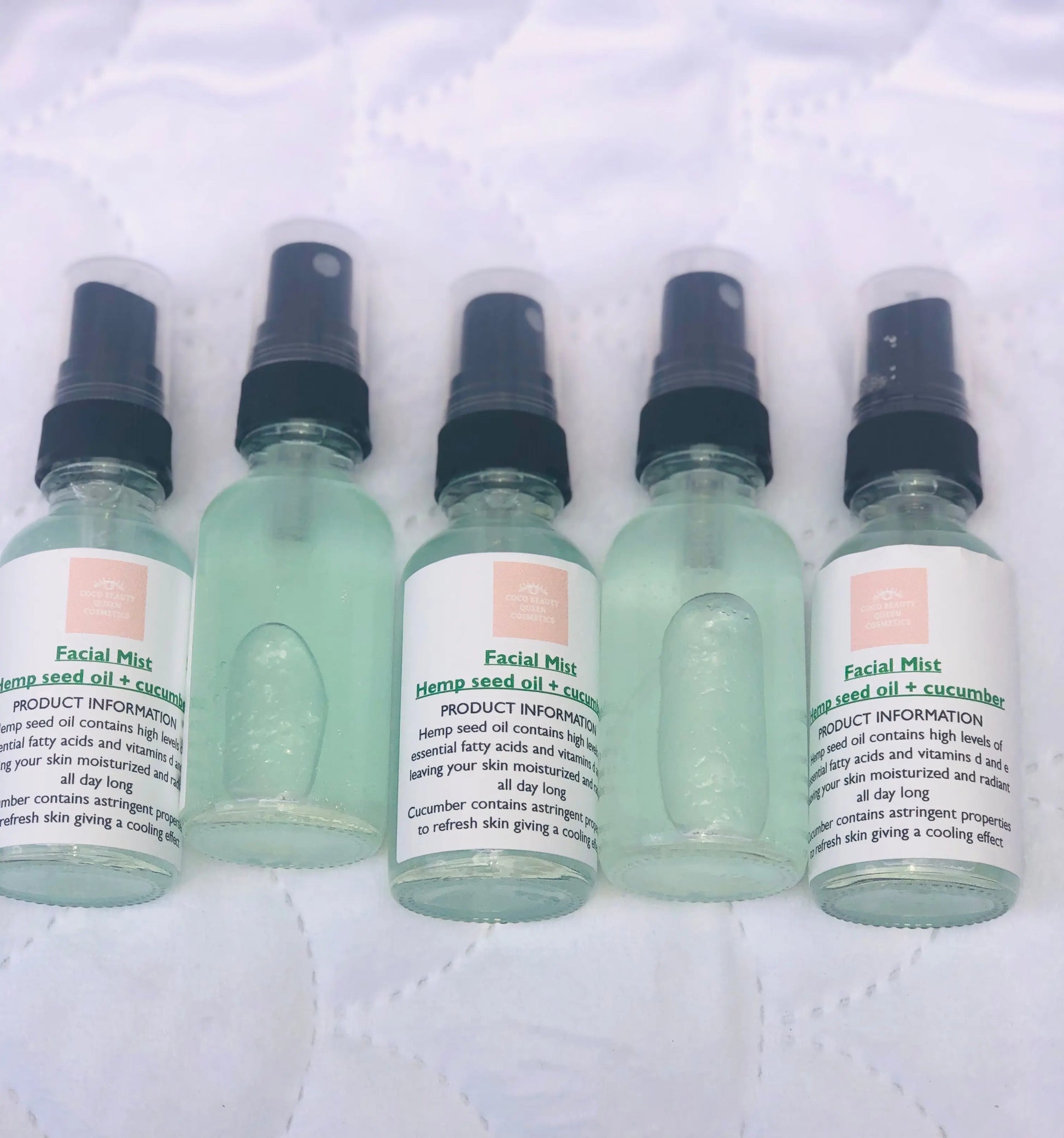 Facial mist / Toner cucumber and hemp seed oil infused coco beauty queen